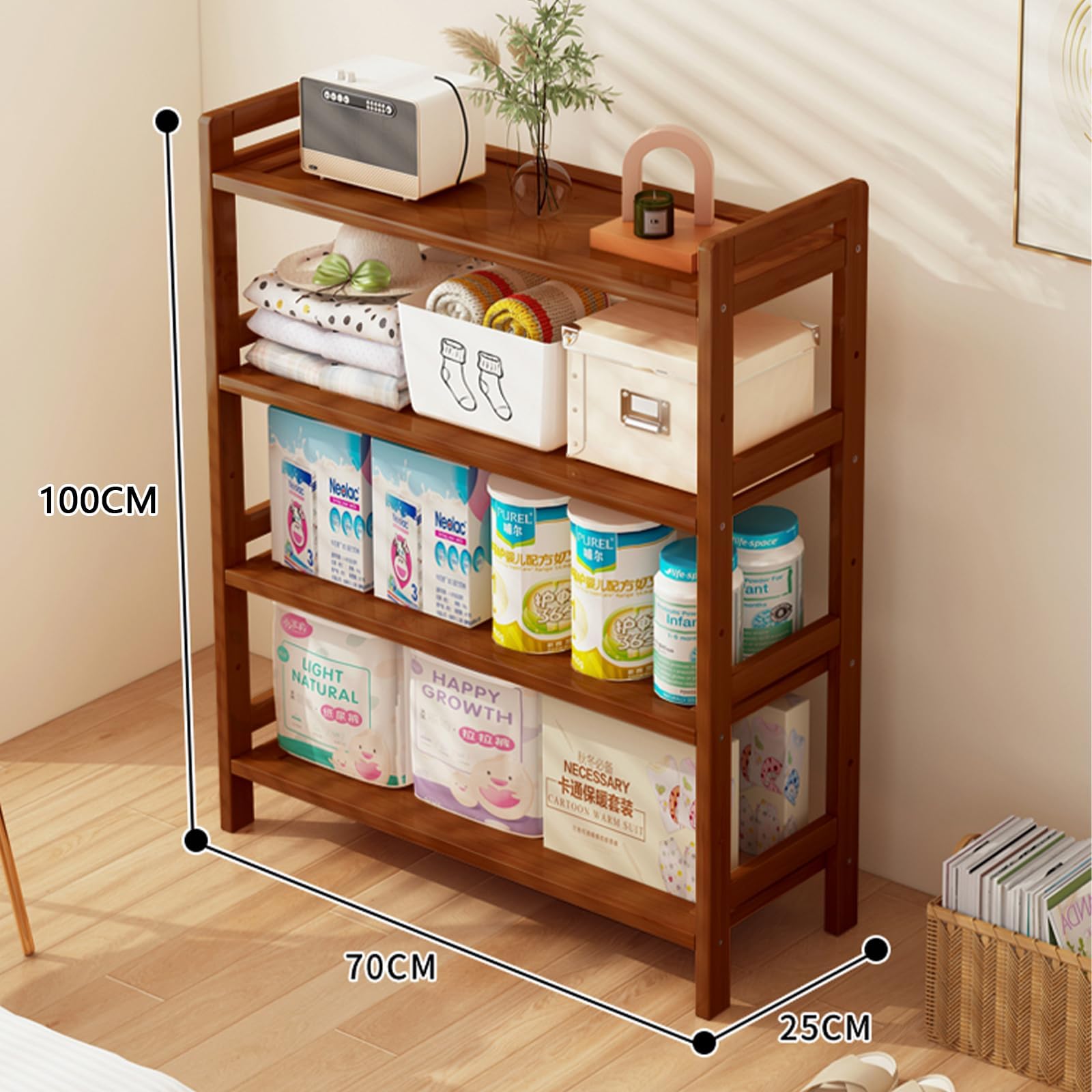 Amazon｜収納 ラック 幅70×奥行25×高さ100cm 4段 高度 調整可能